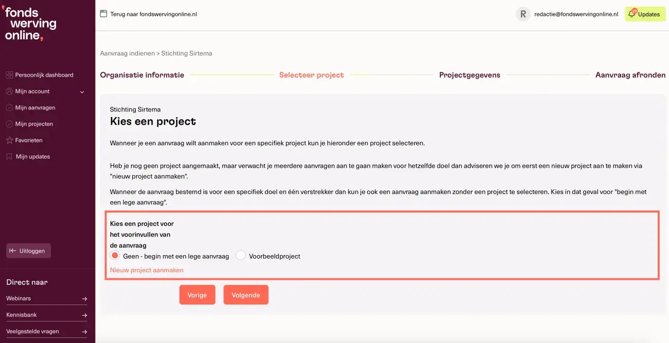 Kies je project