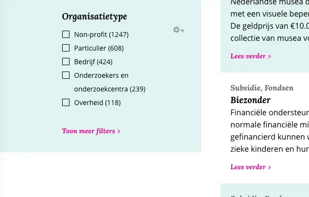 Toon meer filters Toon meer filters